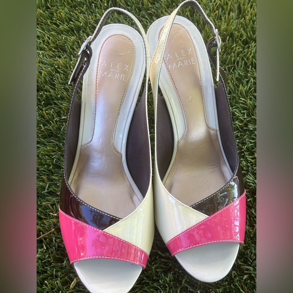 Alex Marie Women's Pink and Cream Slingback Heels size 8 1/2